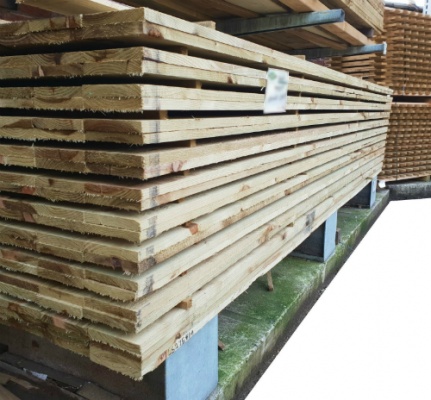 100mm x 22mm (4'' x 1'') Treated Softwood - Rough Sawn - over 3m