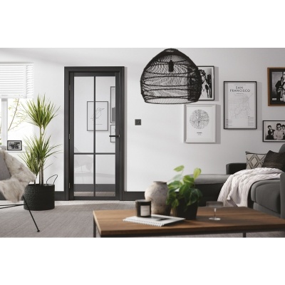 Internal Primed Black Liberty 4 Light Glazed Door