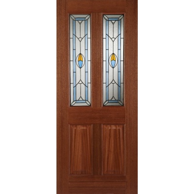 External Hardwood Edwardian Blue Glazed Door