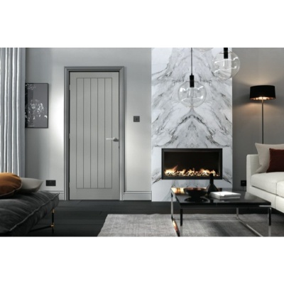 Internal Grey Moulded Textured Vertical 5 Panel Door