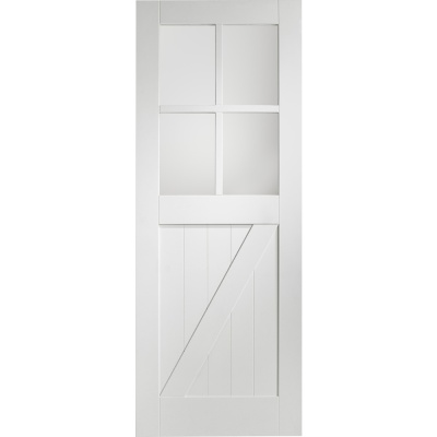 Internal Primed White Cottage Door with Clear Glass