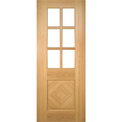 Internal Pre-Finished Oak Kensington Clear Bevelled Glazed Door