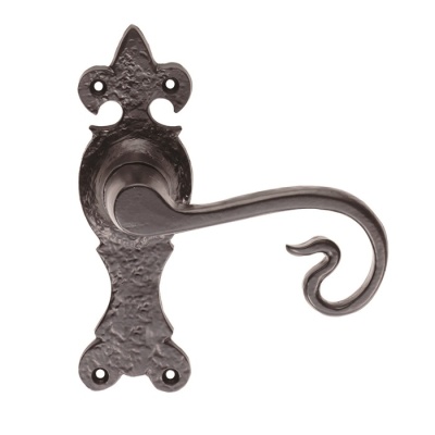 Curly Tail Lever Door Handle on Various Backplates