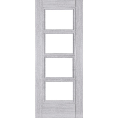 Internal Pre-Finished Light Grey Ash Montreal Clear Glazed Door