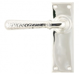 Hammered Newbury Lever Door Handle on Various Backplates