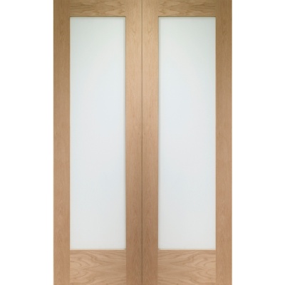 Internal Oak Pattern 10 Rebated Door Pair with Obscure Glass