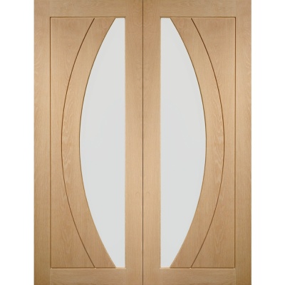 Internal Oak Salerno Rebated Door Pair with Clear Glass