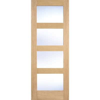 Internal Oak Shaker 4 Light Door with Clear Glass