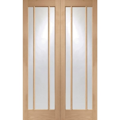 Internal Oak Worcester Rebated Door Pair with Clear Glass