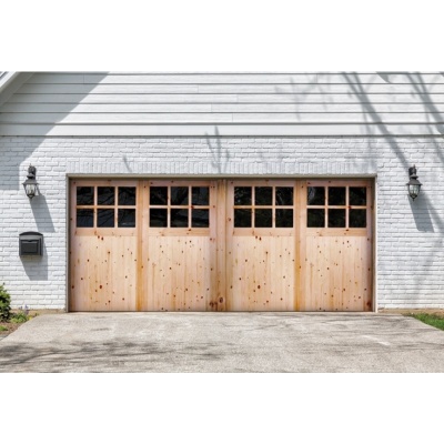 Redwood Garage Door Pair with Clear Glass