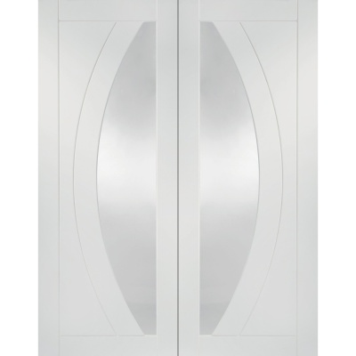 Internal Primed White Salerno Rebated Door Pair with Clear Glass