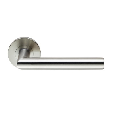 Grade 4 Mitred Safety Lever Door Handle on Round Rose