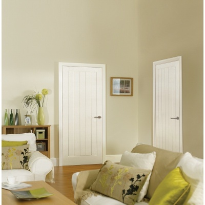 Internal White Moulded Textured Vertical 5 Panel Door