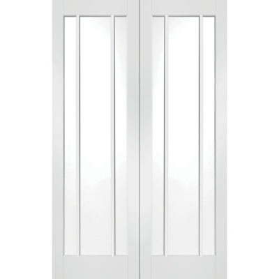 Internal Primed White Worcester Rebated Door Pair with Clear Glass